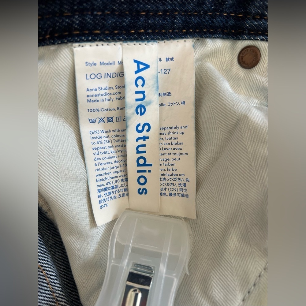 ACNE STUDIOS Bla Konst Made in Italy Log Indigo Denim Jeans - Picture 7 of 8